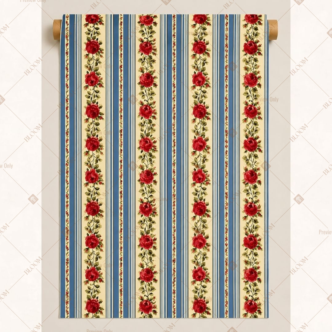 Red Motif Stripe Fabric Roll Pack of 25