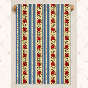 Red Motif Stripe Fabric Roll Pack of 25