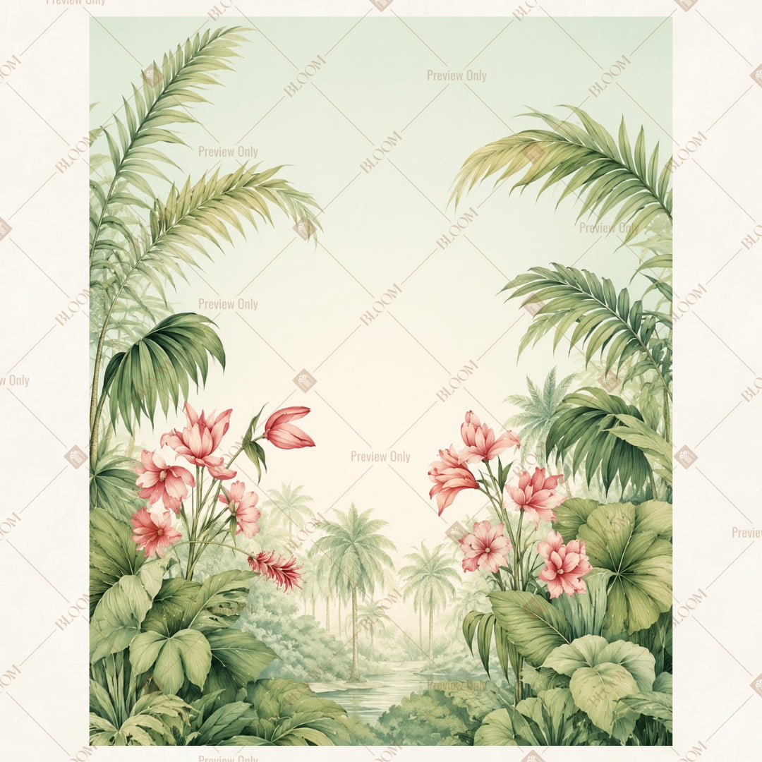 Soft Palm Botanical Portrait Rectangle Backdrop