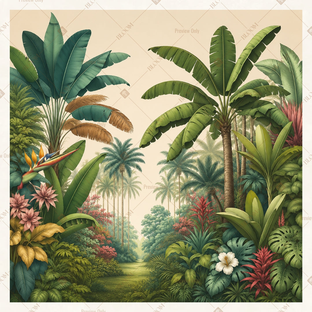 Tropical Palm Landscape Square Backdrop