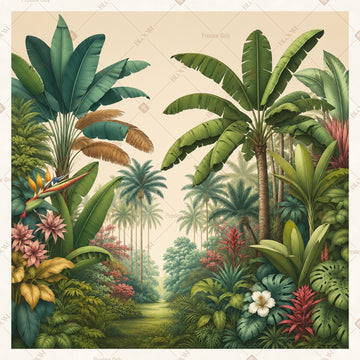 Tropical Palm Landscape Square Backdrop