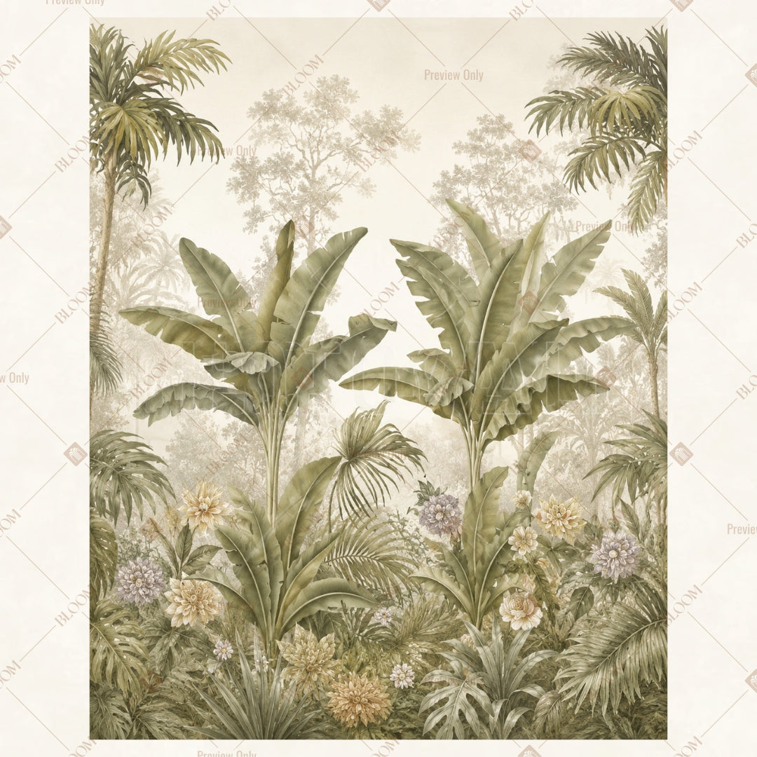Tropical Palm Forest Portrait Rectangle Backdrop