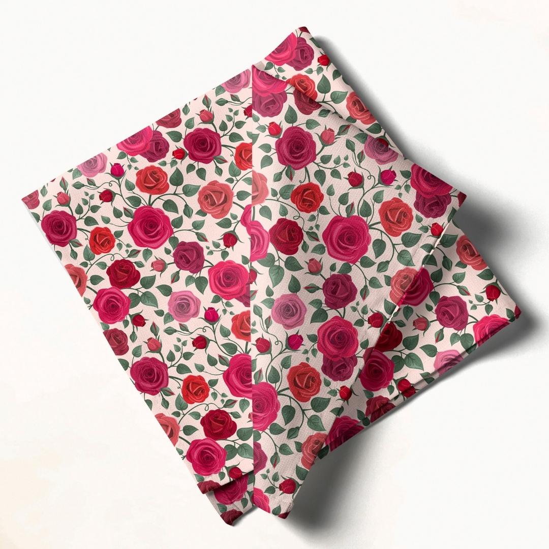 Multicolor Rose Print: Napkins 18" X 18" - Pack Of 20