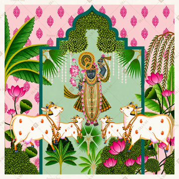 Krishna Cow Garden Square Backdrop