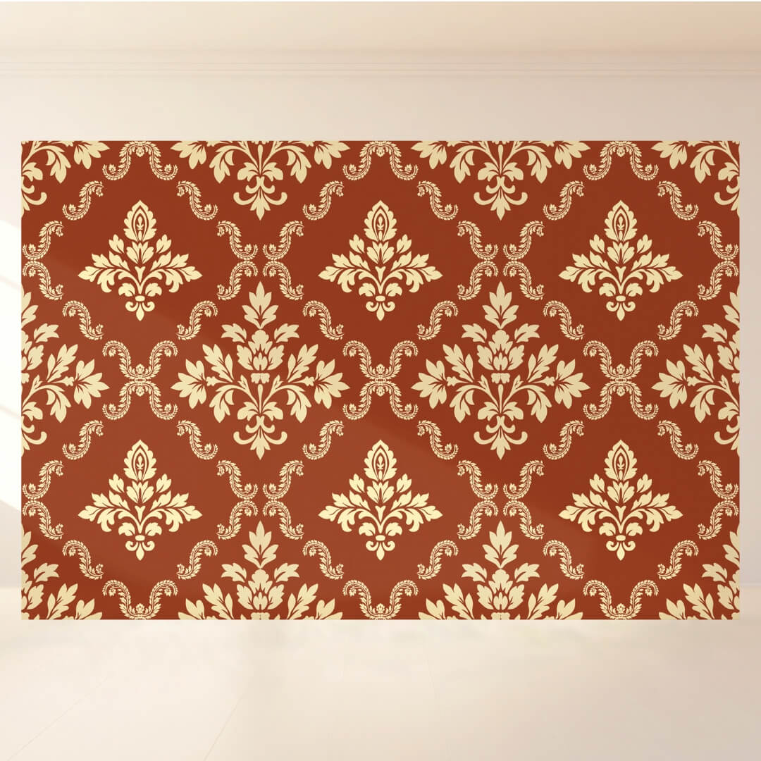 Maroon Damask Grandeur: Backdrop - Landscape