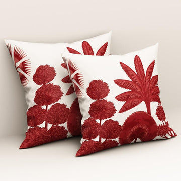 Crimson Palm Majesty: Cushion Cover - Pack of 12