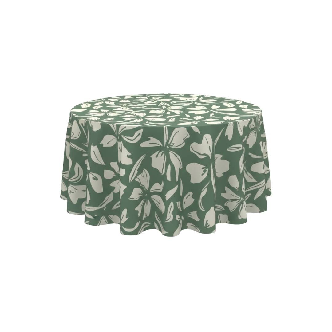 Green Bloom Luxe Round Table Cover - Pack Of 6