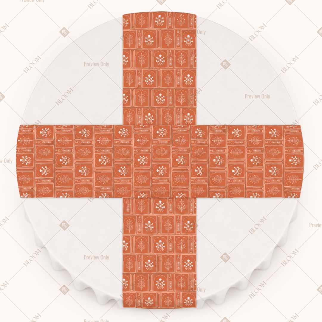 Terracotta Floral Medallion Table Runner Pack Of 12