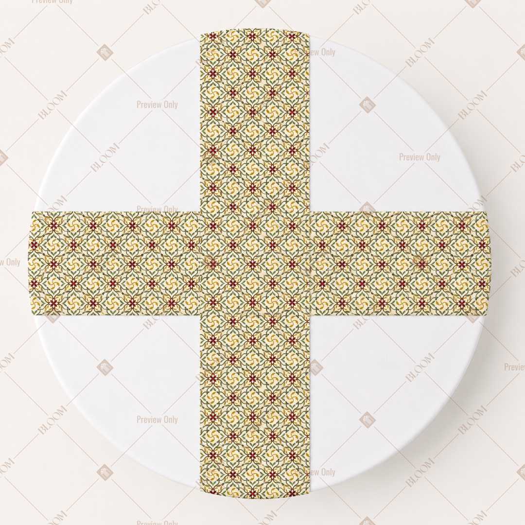Olive Floral Medallion Table Runner Pack Of 12