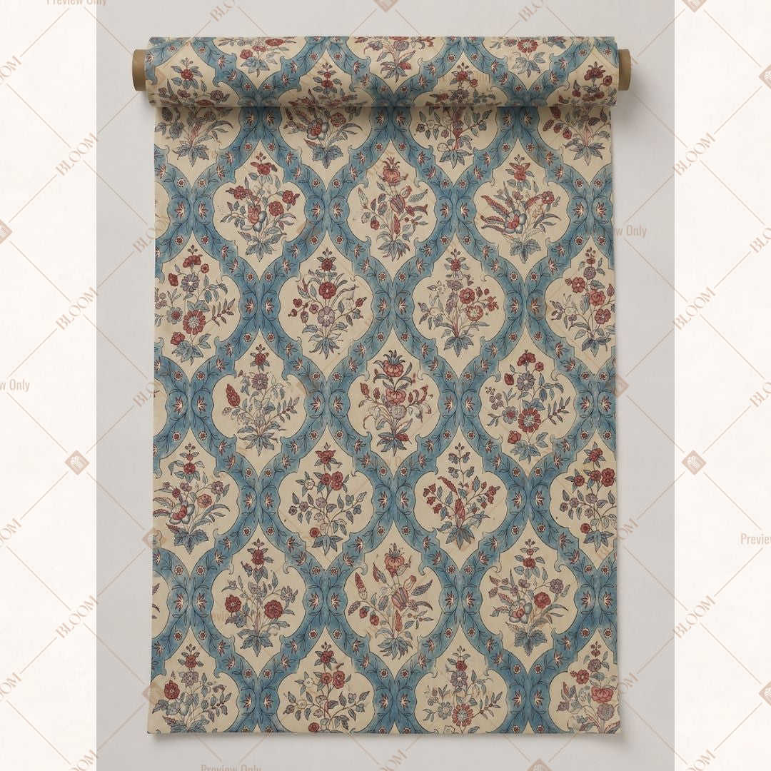 Blue Diamond Damask Fabric Roll Pack of 25