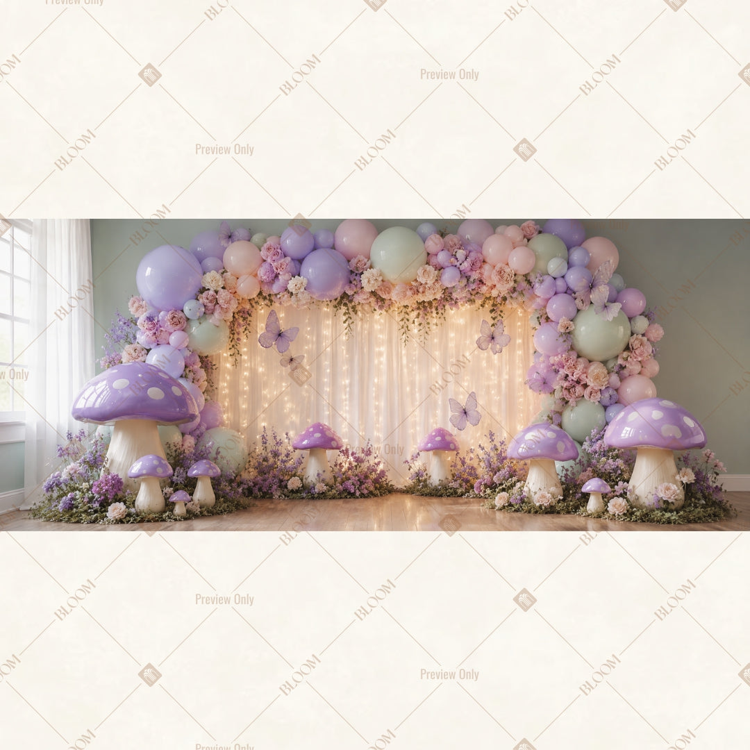 Fantasy Balloon Garden Wide Backdrop