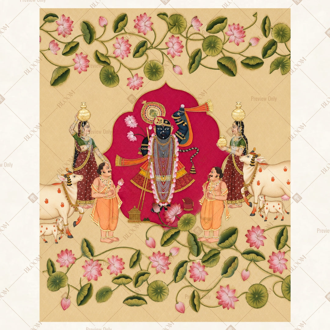 Floral Ganesha Pattern Portrait Rectangle Backdrop