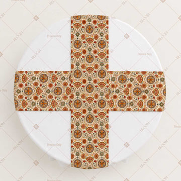 Terracotta Floral Medallion Table Runner Pack Of 12