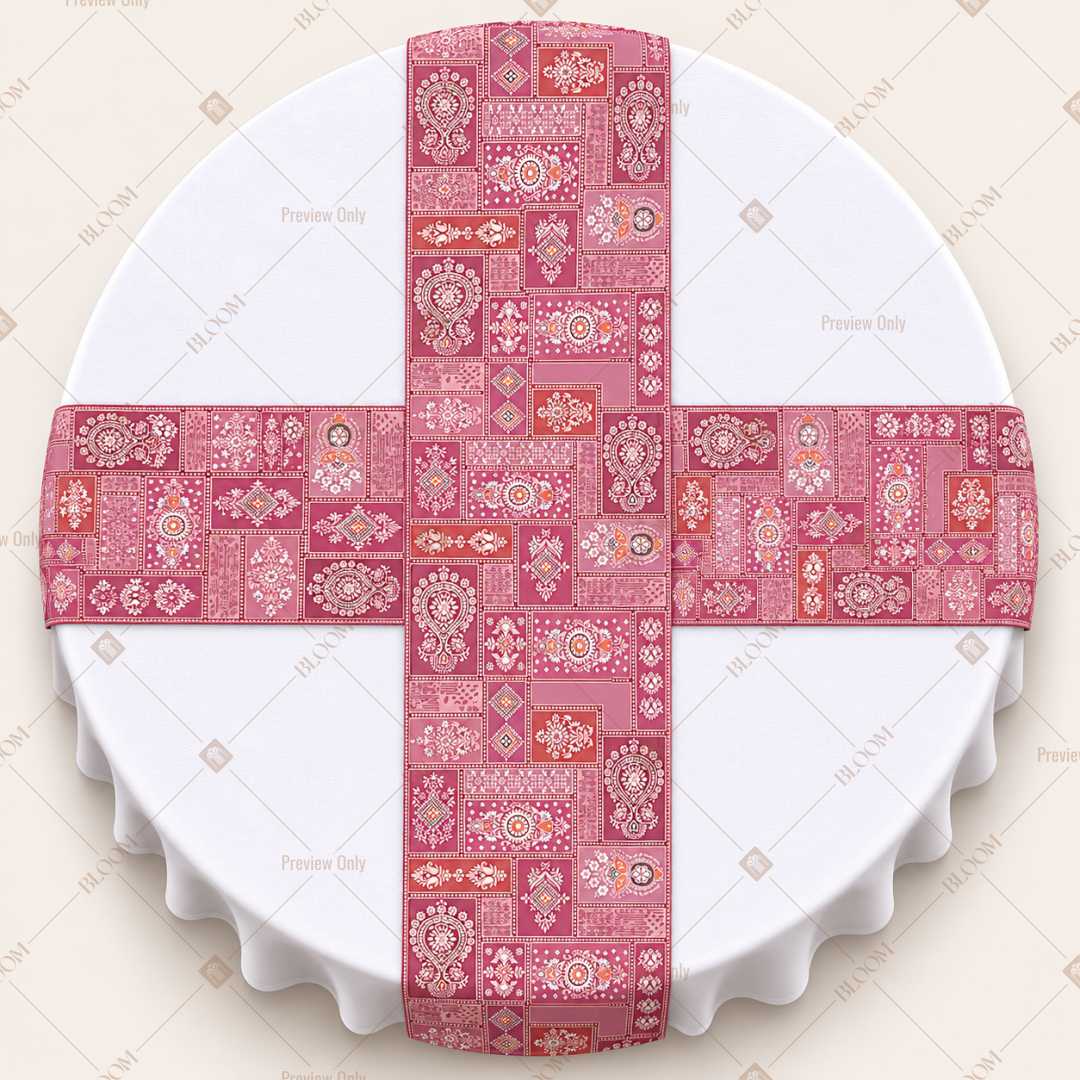 Pink Folk Floral Table Runner Pack Of 12