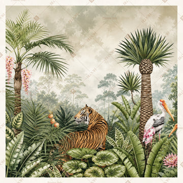 Tropical Tiger Forest Square Backdrop