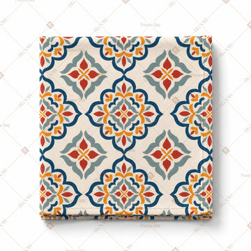 Blue Orange Moroccan Tile Pattern Design