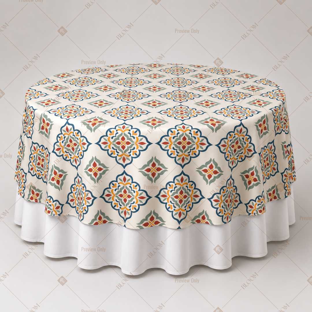 Blue Orange Geometric Block Print Table Overlay Pack of 6