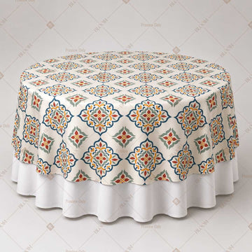 Blue Orange Geometric Block Print Table Overlay Pack of 6