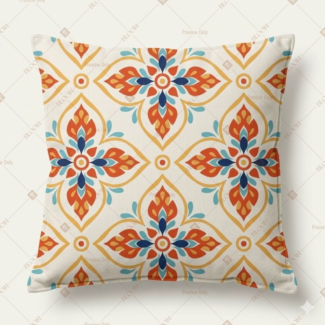 Orange Geometric Moroccan Cushion Cover Pack of 12