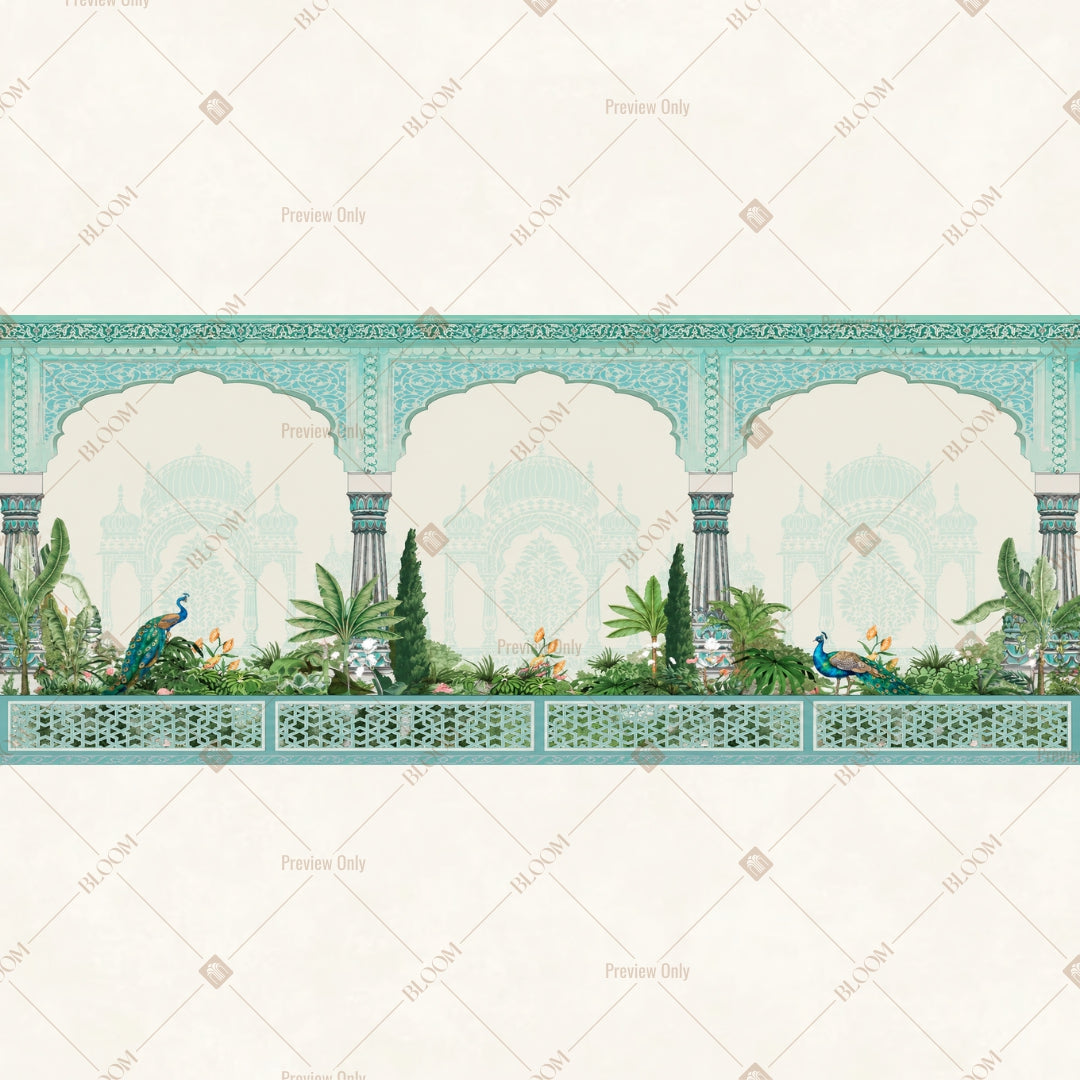 White Mughal Garden Arch Wide Backdrop