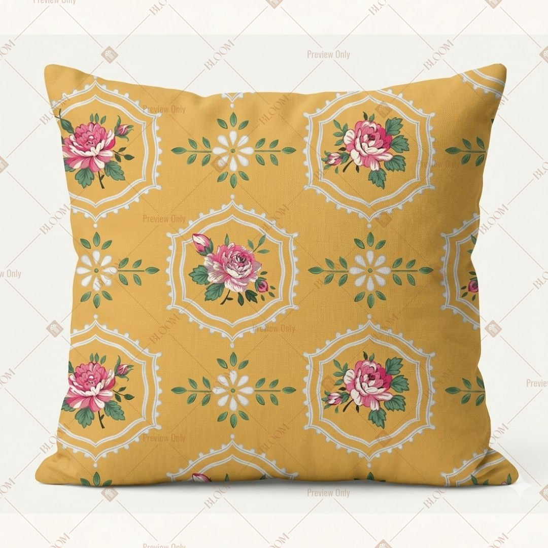 Yellow Boho Mandala Cushion Cover Pack of 12