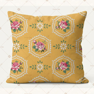Yellow Boho Mandala Cushion Cover Pack of 12