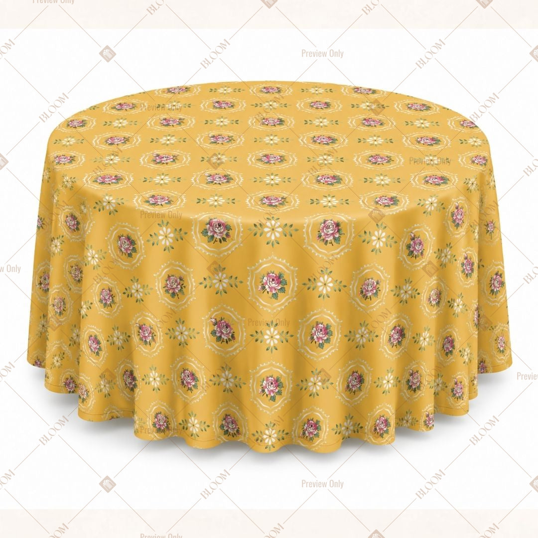 Mustard Floral Medallion Table Cover Pack Of 6