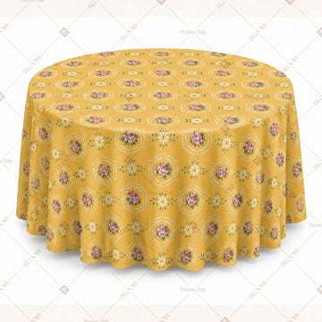 Mustard Floral Medallion Table Cover Pack Of 6