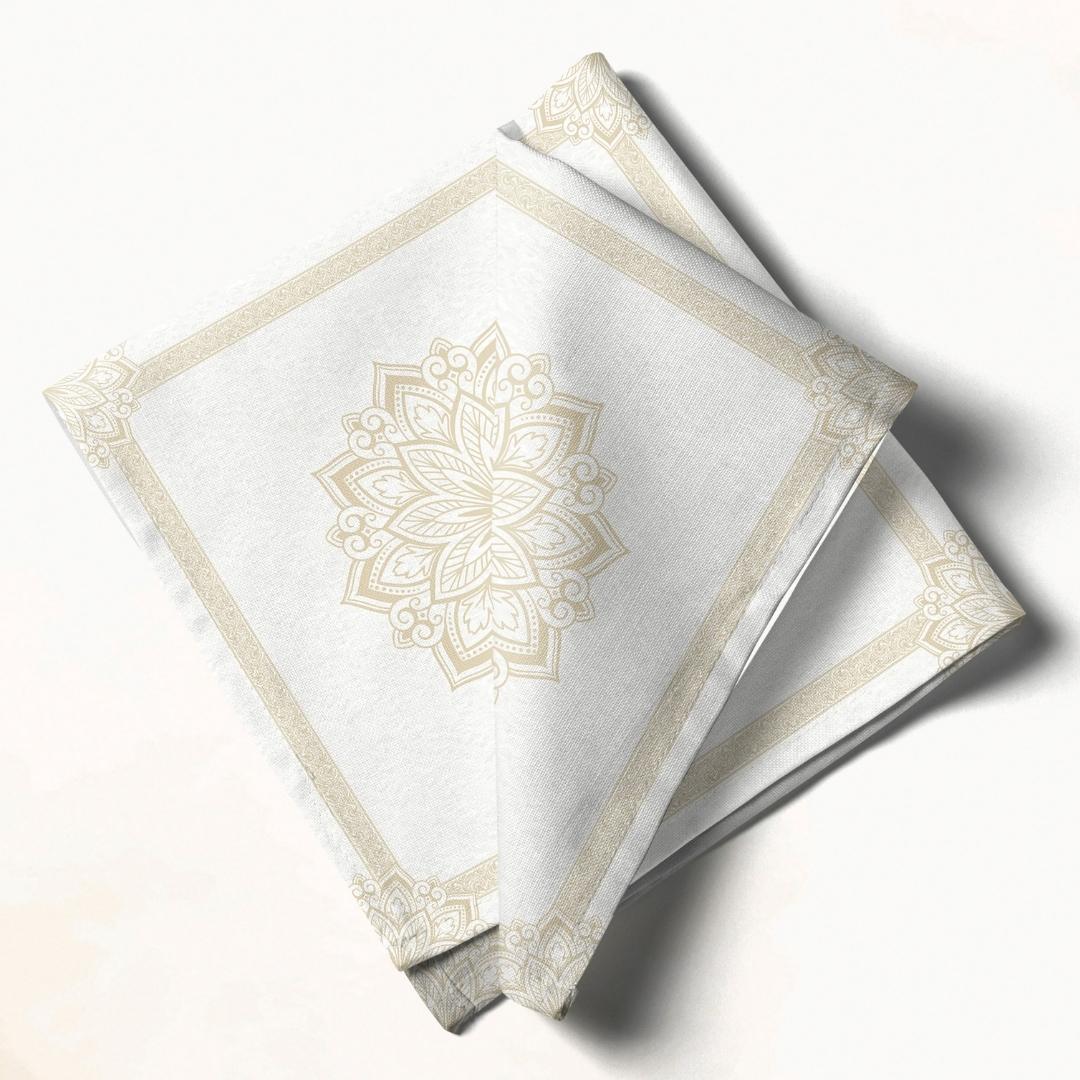 White Mandala: Napkins 18" X 18" - Pack Of 20