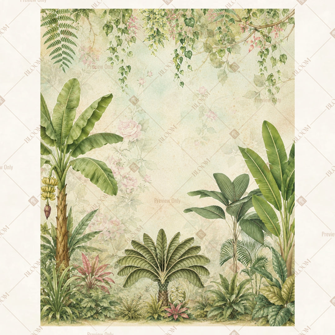 Tropical Palm Border Portrait Rectangle Backdrop