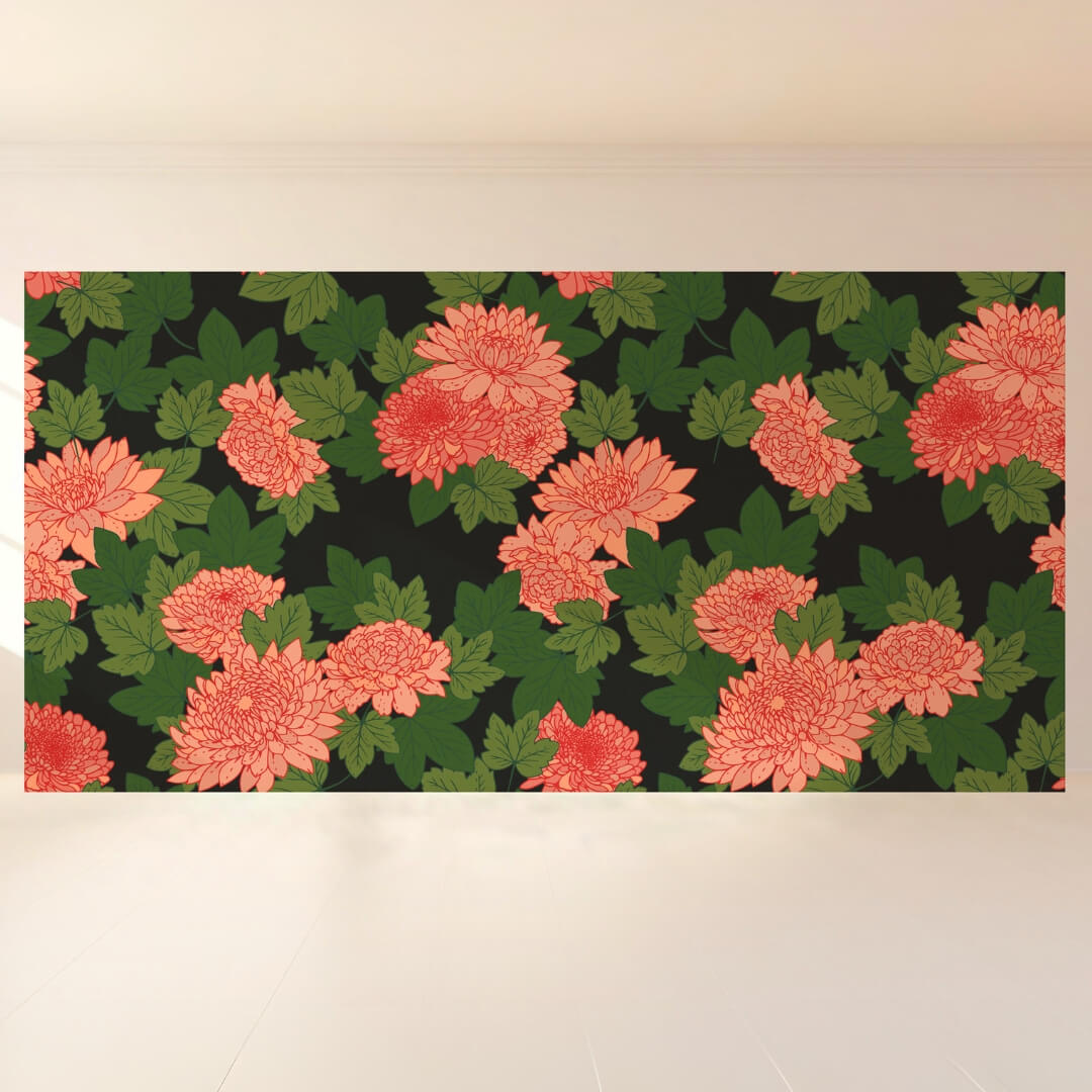 Peach Chrysanthemum Luxe: Backdrop - wide