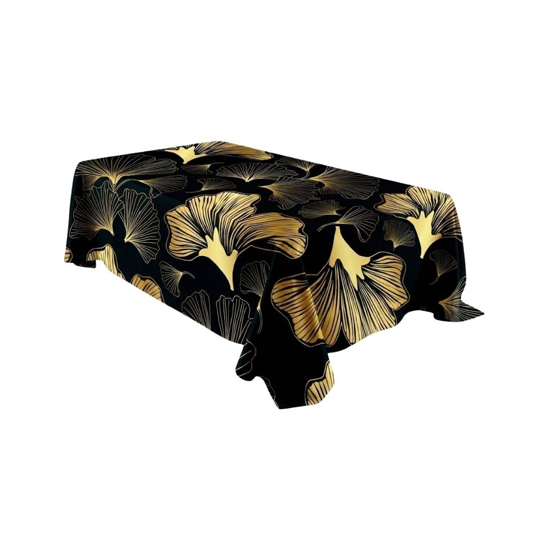 Black Ginkgo Rectangle Table Cover - Pack Of 6