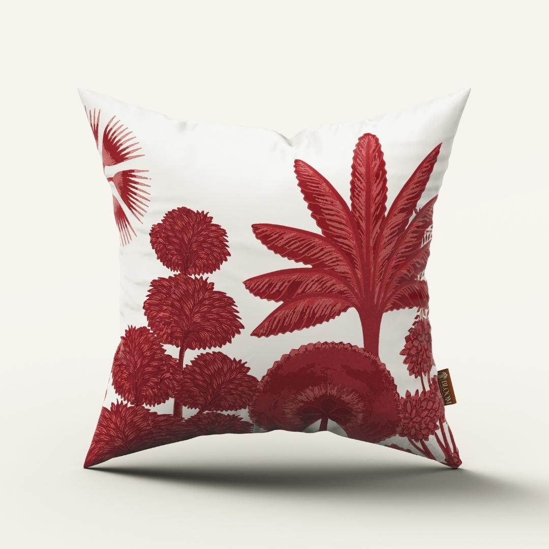 Crimson Palm Majesty: Cushion Cover - Pack of 12