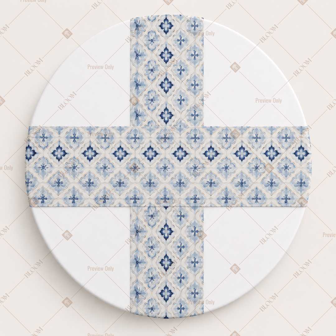 Blue Floral Trellis Table Runner Pack Of 12