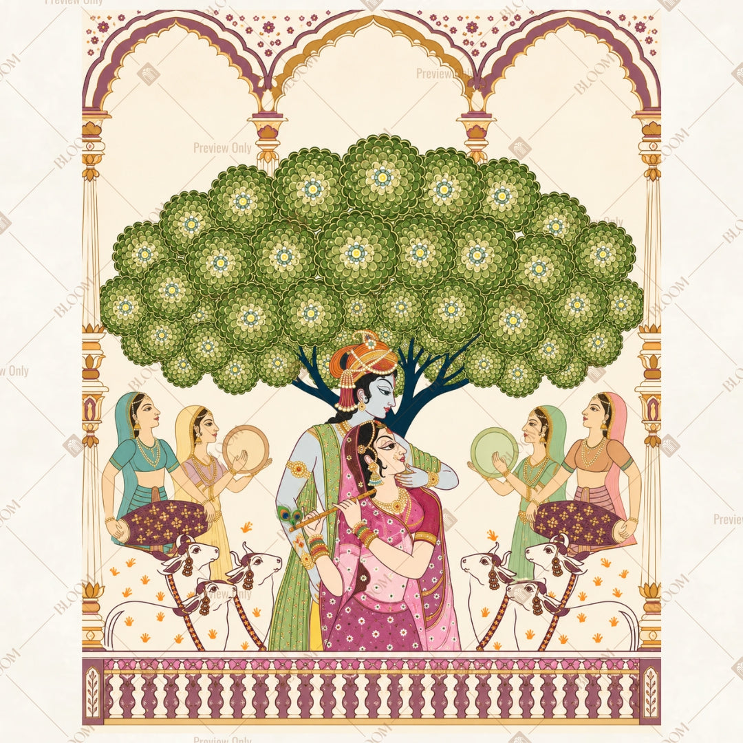 Krishna Tree of Life Portrait Rectangle Backdrop