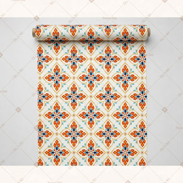 Orange Floral Motif Fabric Roll Pack of 25