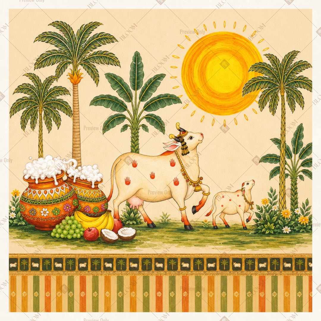 Sunset Cow Meadow Square Backdrop