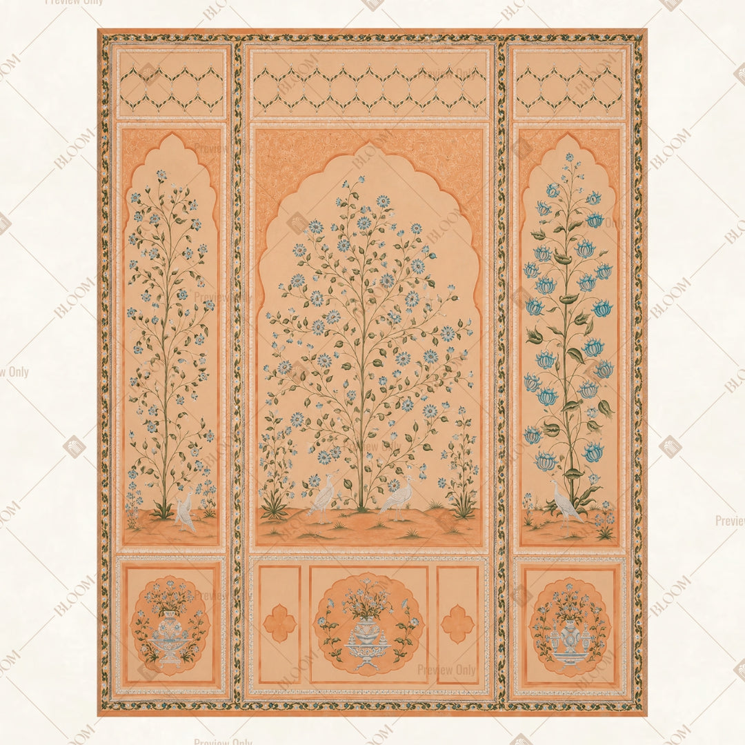 Vintage Peach Palace Door Portrait Rectangle Backdrop