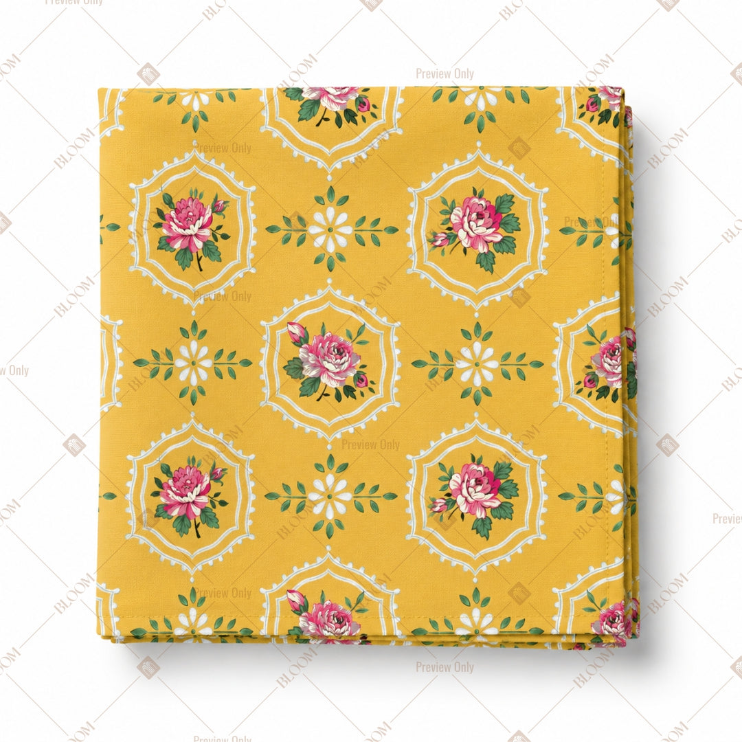 Yellow Floral Medallion Pattern Design