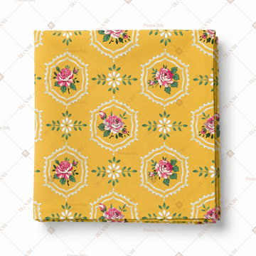 Yellow Floral Medallion Pattern Design