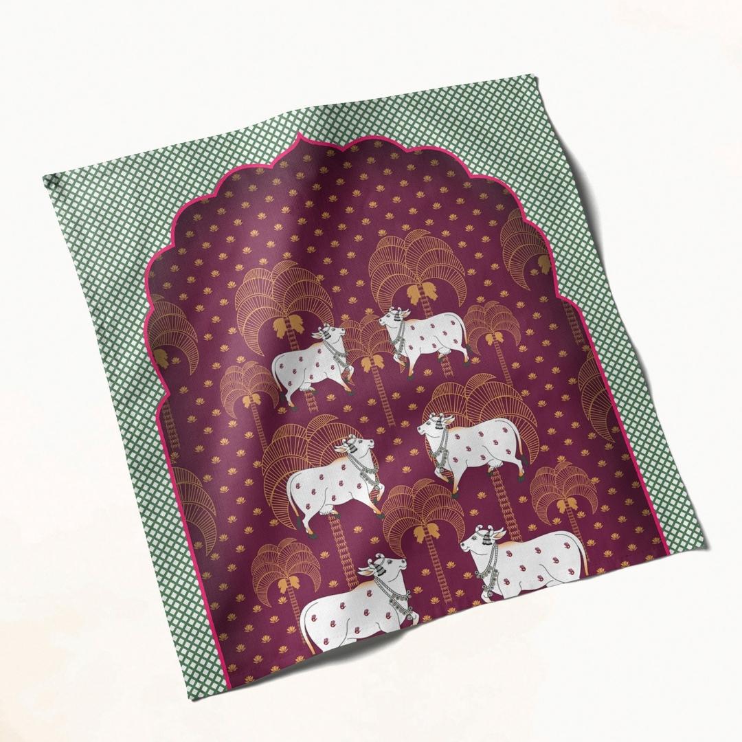 Maroon Cow Motif: Napkins 18" X 18" - Pack Of 20