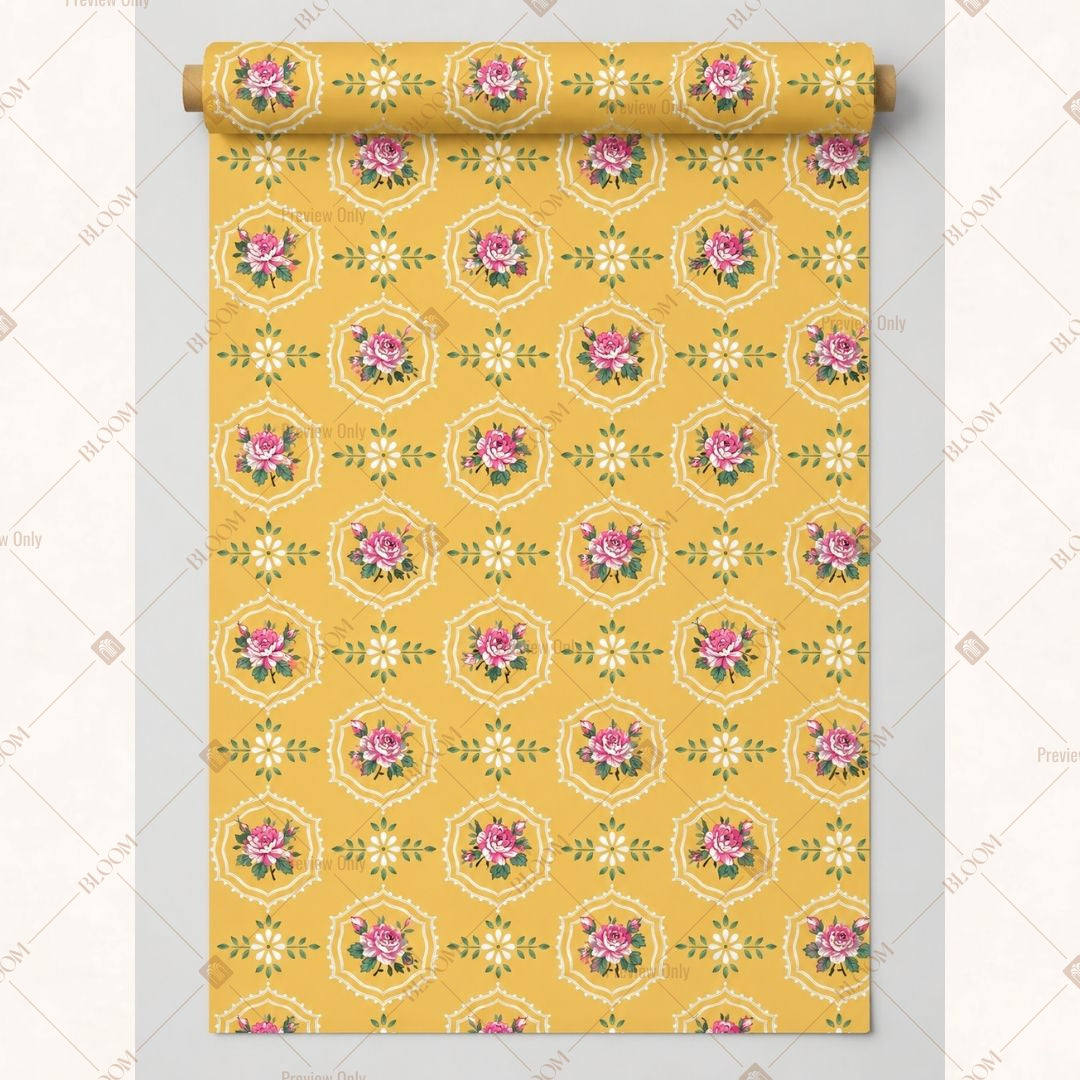 Yellow Medallion Fabric Roll Pack of 25
