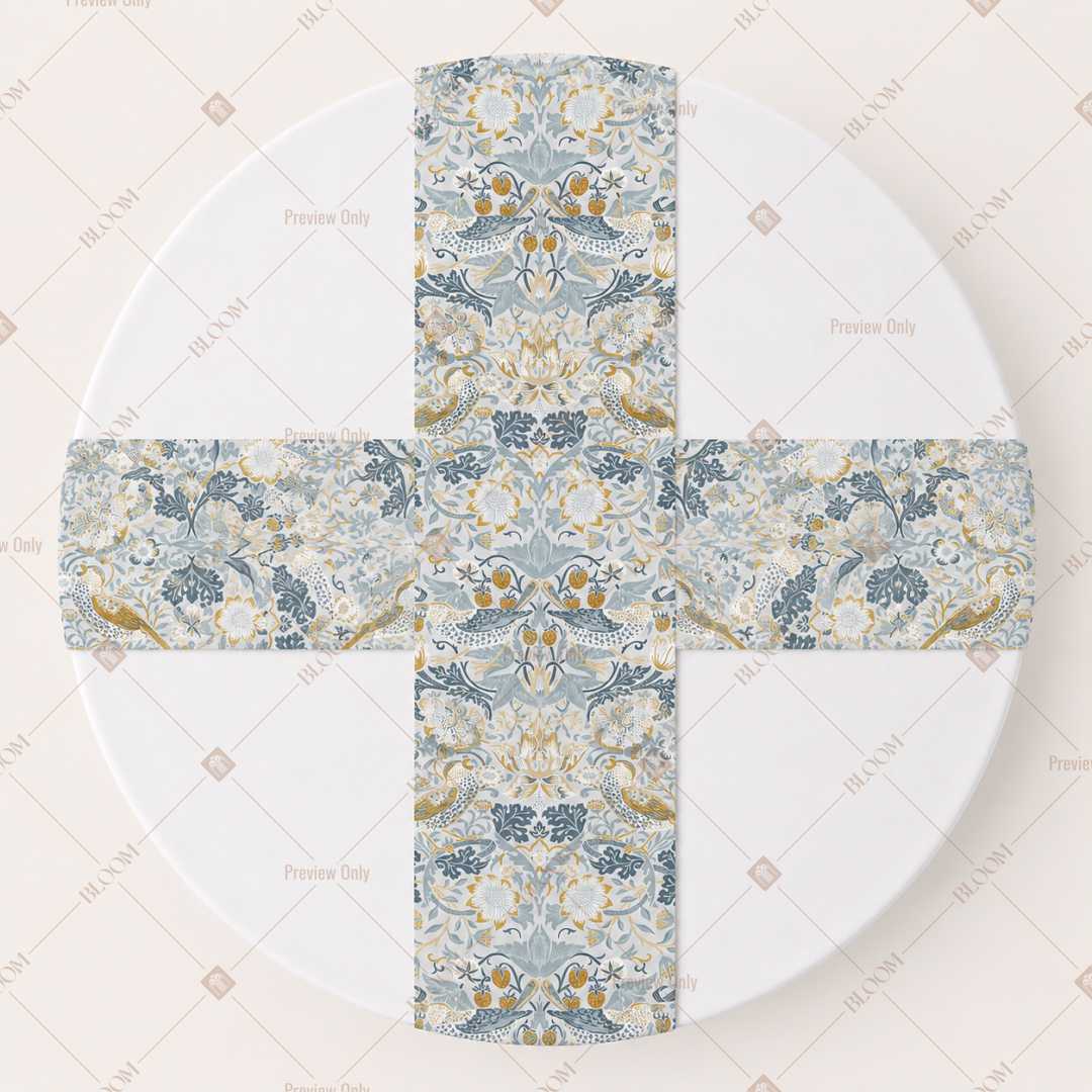 Blue Ornamental Damask Table Runner Pack Of 12