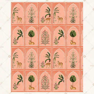 Peach Botanical Pattern Portrait Rectangle Backdrop