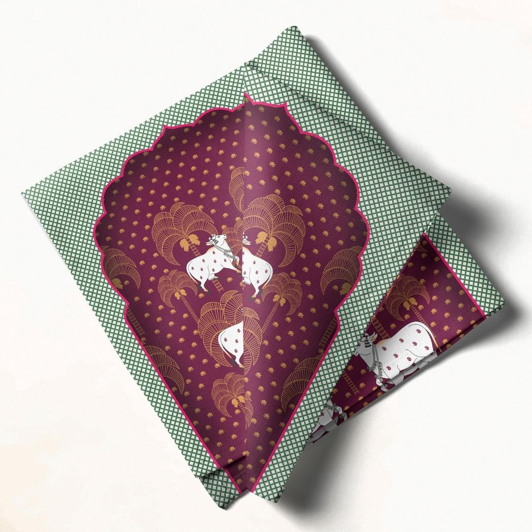 Maroon Cow Motif: Napkins 18" X 18" - Pack Of 20