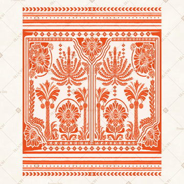 Coral Floral Block Print Portrait Rectangle Backdrop