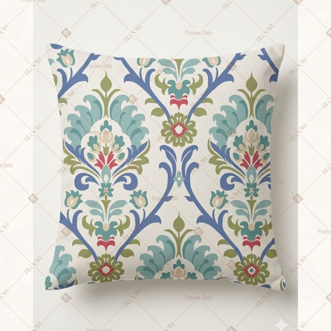 Blue Floral Arabesque Cushion Cover Pack of 12