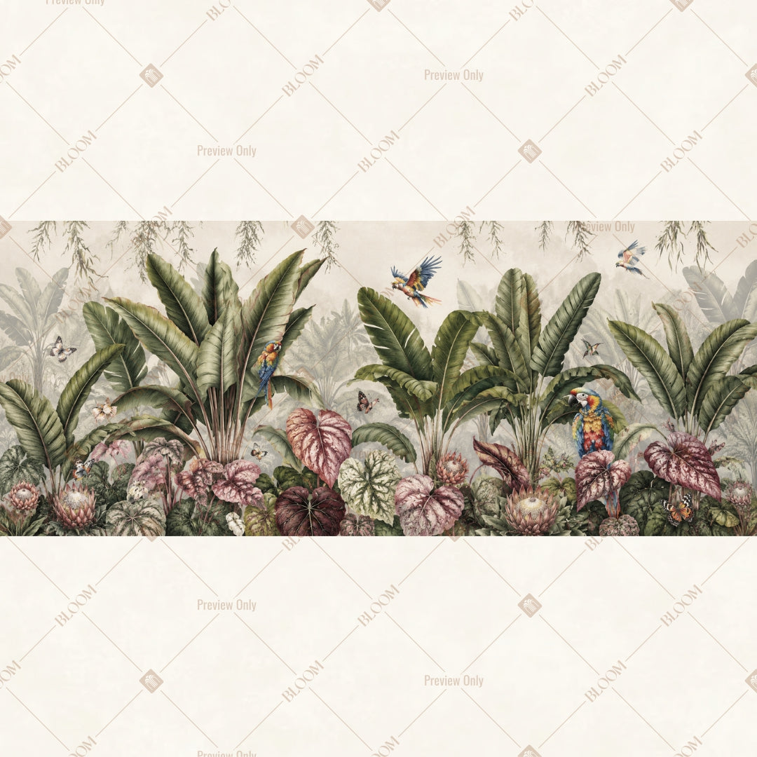 Botanical Floral Garden Border Wide Backdrop