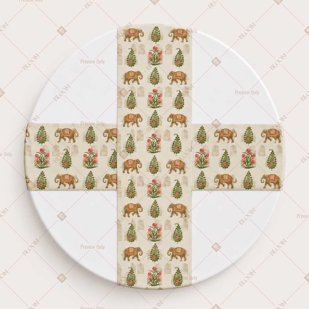 Olive Folk Floral Table Runner Pack Of 12