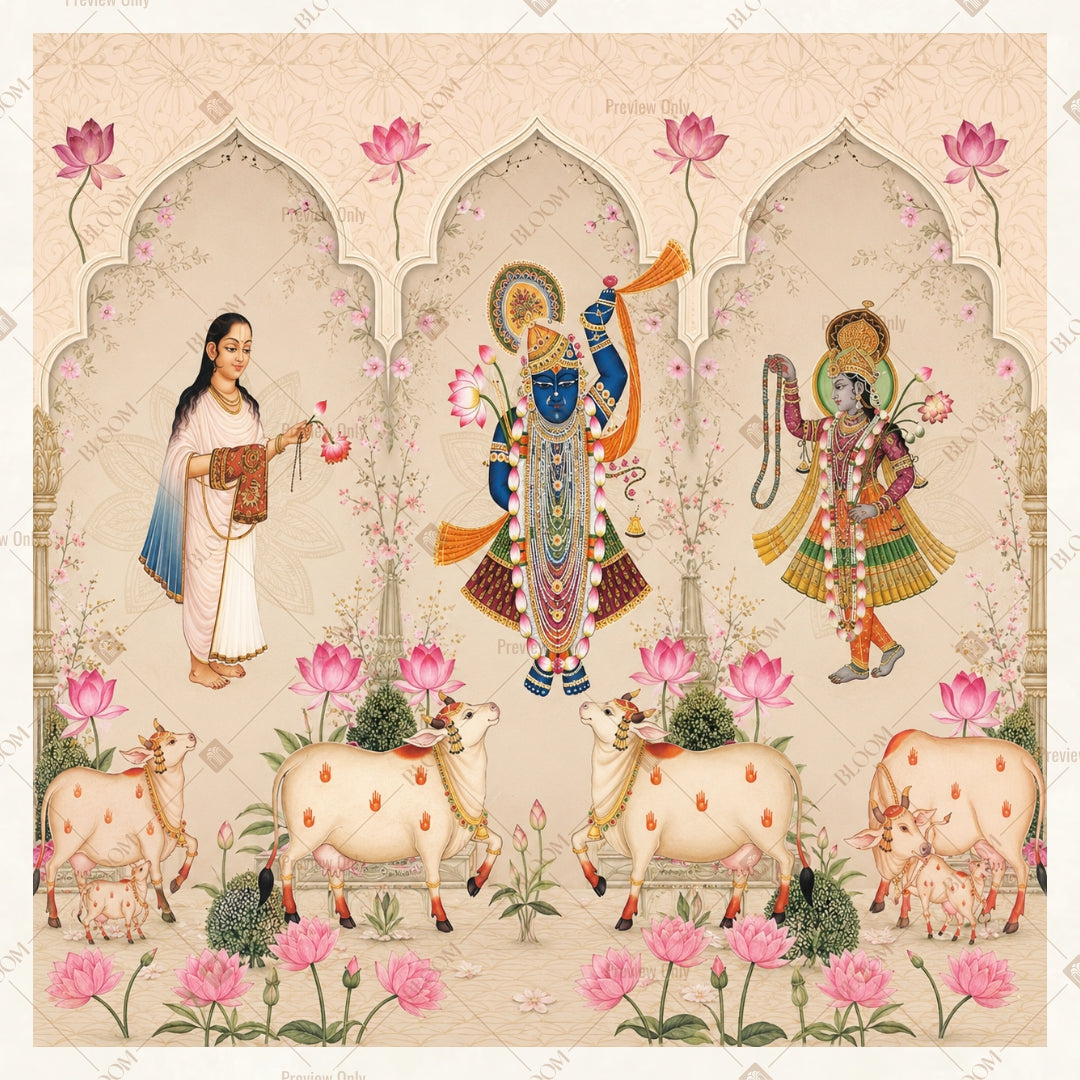 Divine Radha Krishna Square Backdrop